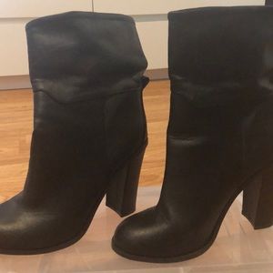 Black Faux Leather Booties